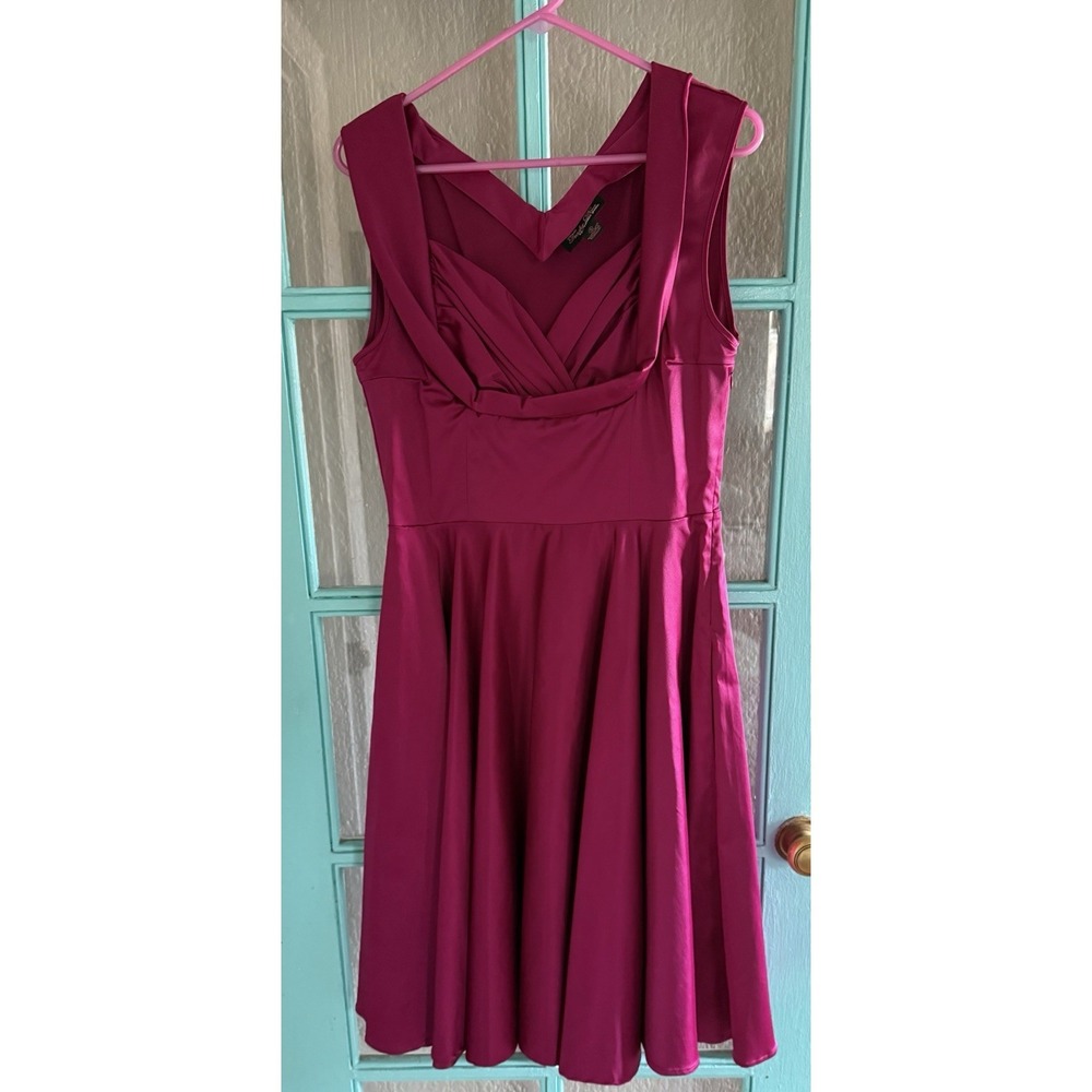TRASHY DIVA Sz 12 50's Sweetheart Honey Dress Pinup Swing Circle Skirt Fuchsia